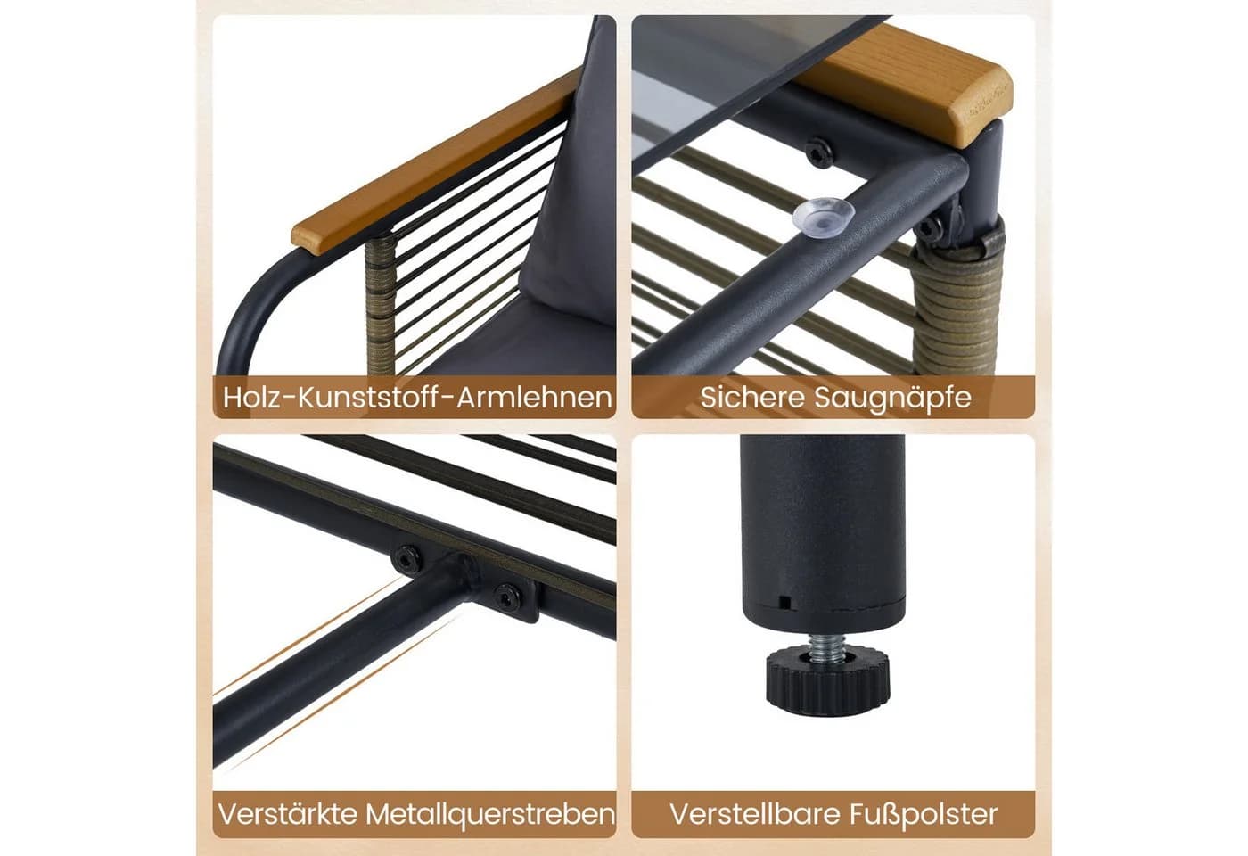 COSTWAY Gartenlounge-Set 5-tlg. PE-Rattan - Bild 5