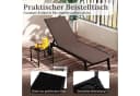 COSTWAY Gartenliege 2-tlg. mit Tisch, verstellbar, Rollen, Braun Bild 4