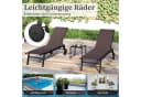 COSTWAY Gartenliege 2-tlg. mit Tisch, verstellbar, Rollen, Braun Bild 5