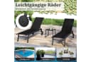 COSTWAY Gartenliege 2-teilig verstellbar mit Tisch und Rollen Schwarz Bild 5