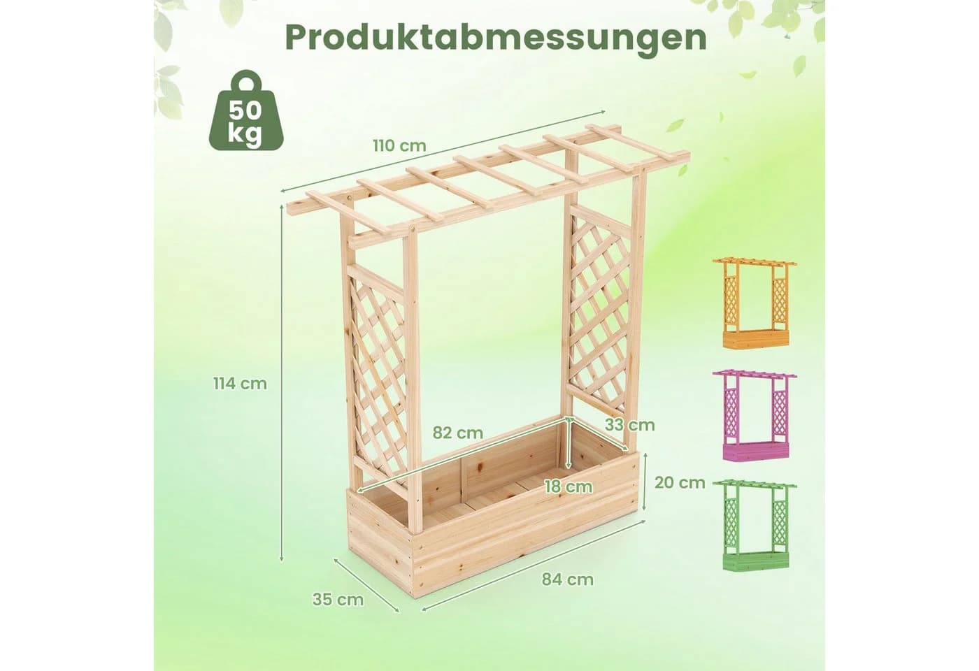 COSTWAY Blumenkasten mit Rankgitter Hochbeet für Kletterpflanzen - Bild 5