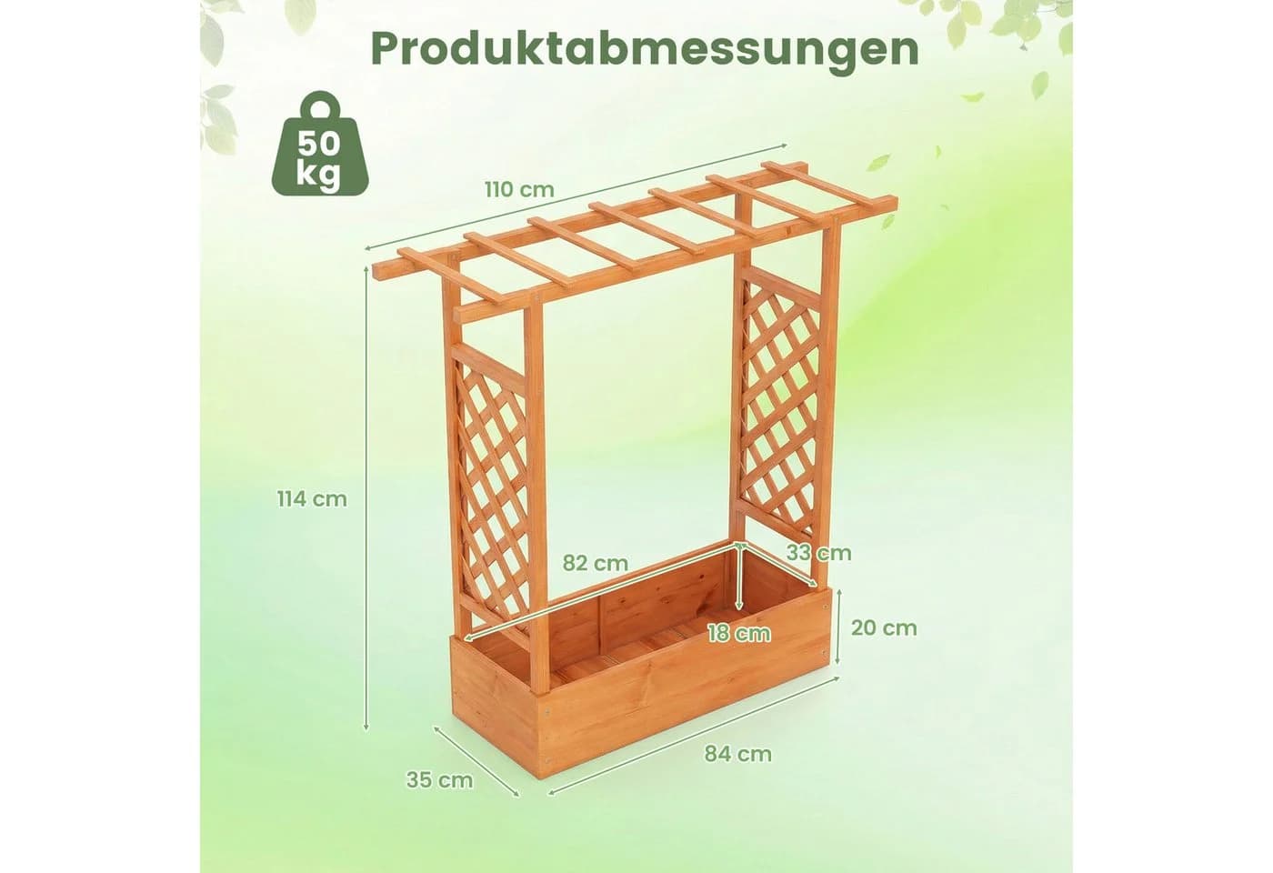 COSTWAY Blumenkasten mit Rankgitter Hochbeet für Kletterpflanzen Sichtschutz - Bild 5