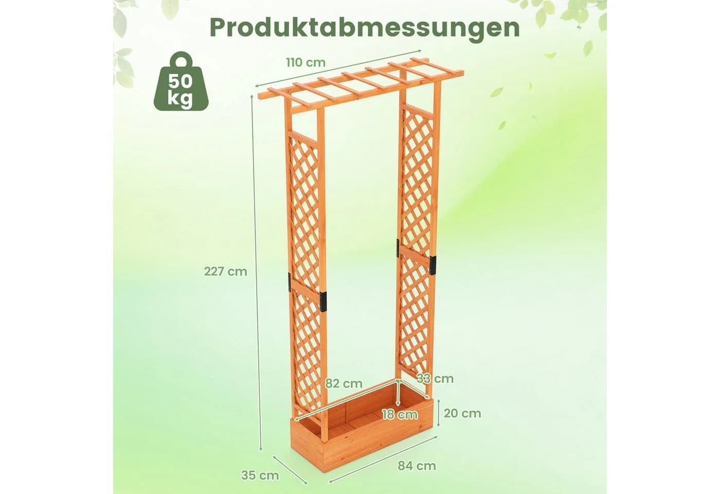 COSTWAY Blumenkasten mit Rankgitter Hochbeet Fichtenholz Orange - Bild 5