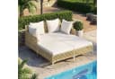 COSTWAY Loungebett Outdoor Sonnenliege 2 Personen Rattan Beige Bild 1