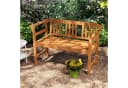 COSTWAY Gartenbank Akazienholz 2-Sitzer wetterfest mit Armlehnen Bild 1