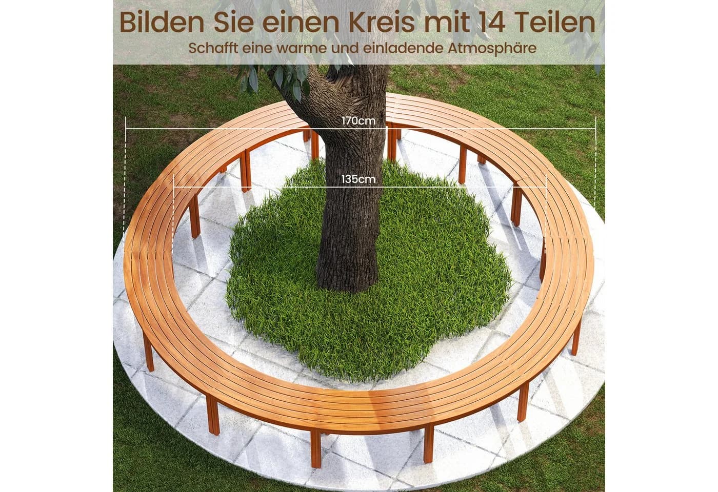 COSTWAY Gartenbank 2er Set Akazienholz Wetterfest - Bild 3