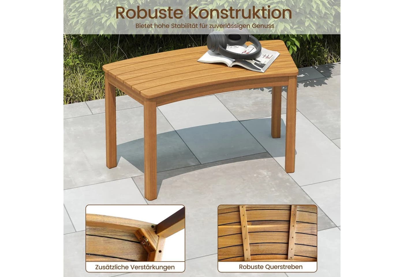COSTWAY Gartenbank 2er Set Akazienholz Wetterfest - Bild 4