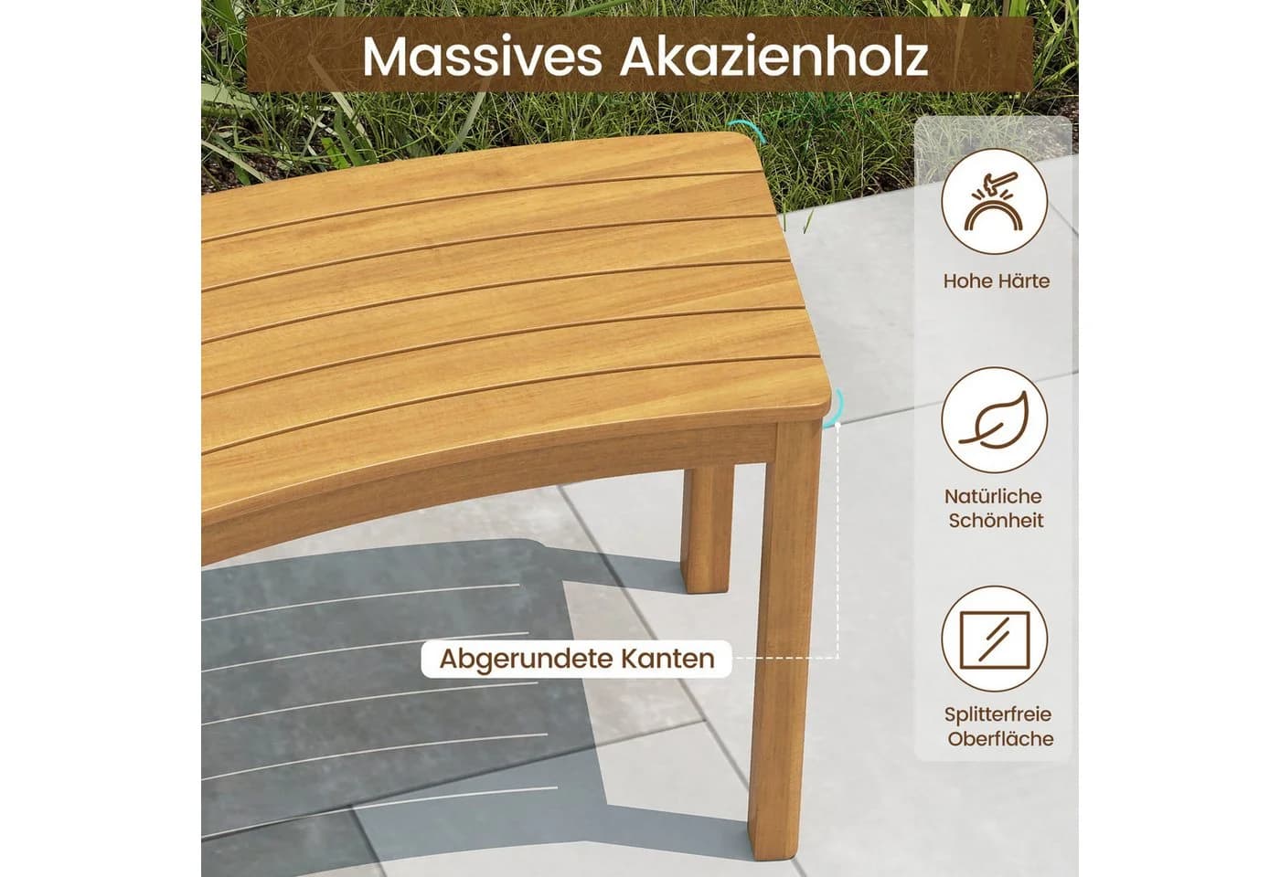 COSTWAY Gartenbank 2er Set Akazienholz Wetterfest - Bild 5