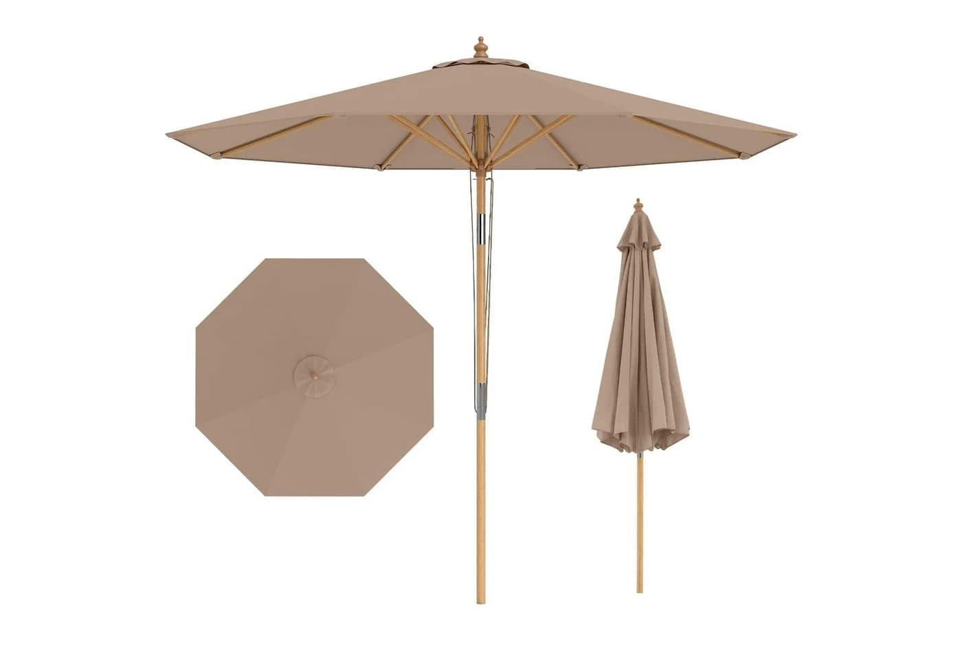COSTWAY Sonnenschirm Ø 270cm Gartenschirm Braun Bambus - Bild 2