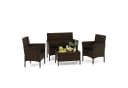 COSTWAY Balkonset 4-tlg. Rattan mit Zweisitzer, 2 Stühlen, Tisch & Kissen Bild 2