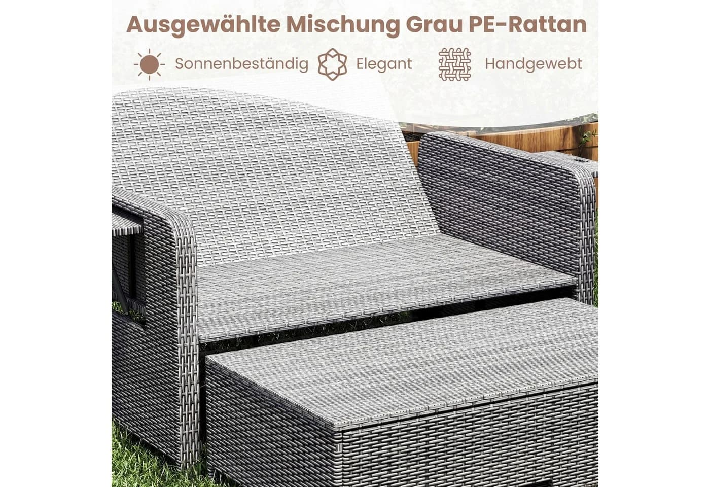 COSTWAY Loungebett mit verstellbarer Rückenlehne und Stauraum - Bild 5