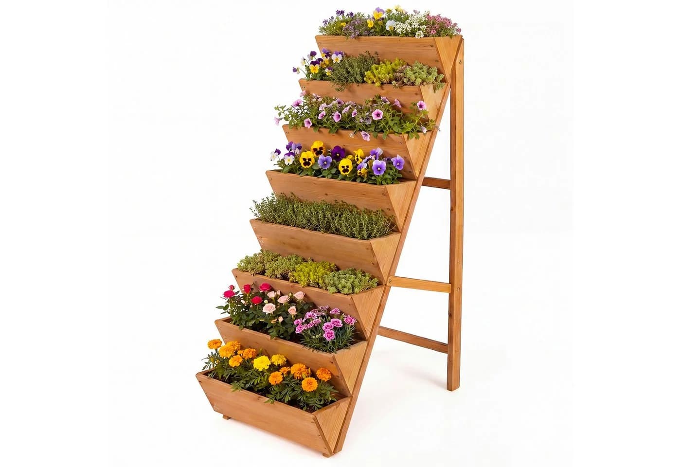 COSTWAY Blumenkasten Vertikales Hochbeet Tannenholz Orange - Bild 2