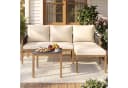 COSTWAY Gartenlounge-Set 3-tlg. Beige Rattan mit Kunstmarmor Tisch Bild 1
