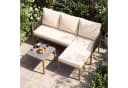 COSTWAY Gartenlounge-Set 3-tlg. Beige Rattan mit Kunstmarmor Tisch Bild 2