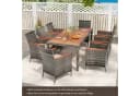 COSTWAY Garten-Essgruppe 9-tlg. Grau Rattan mit Kissen Bild 1