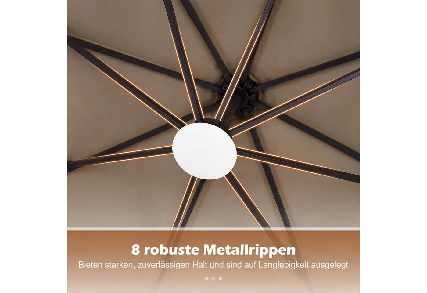 COSTWAY Sonnenschirm mit LED & Ständer 300 cm Ampelschirm drehbar - Bild 3