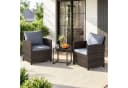 COSTWAY Balkonset 3-tlg. Grau PE-Rattan mit Kissen Bild 2