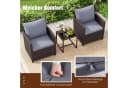 COSTWAY Balkonset 3-tlg. Grau PE-Rattan mit Kissen Bild 4