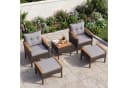 COSTWAY Balkonset 5-tlg. Rattan mit Kissen Braun/Beige Bild 1