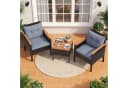 COSTWAY Balkonset 3-tlg. Braun PE-Rattan mit Kissen Bild 1