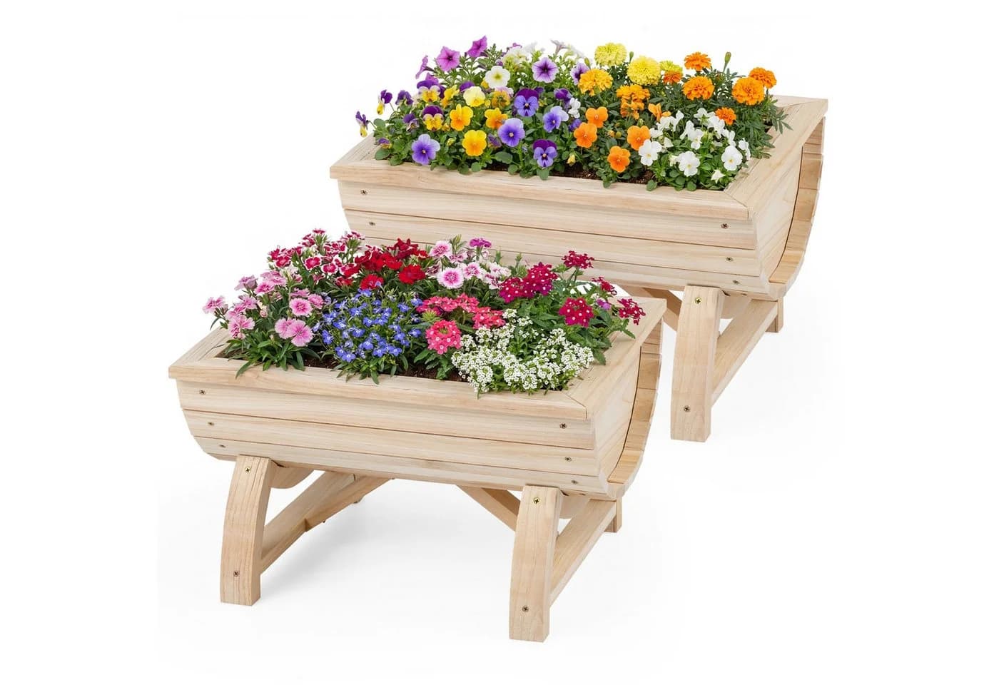 COSTWAY Blumenkasten 2er Set Hochbeet Tannenholz Natur - Bild 2