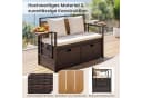 COSTWAY Gartenbank mit Stauraum & Klappbaren Seitentischen Beige Bild 5