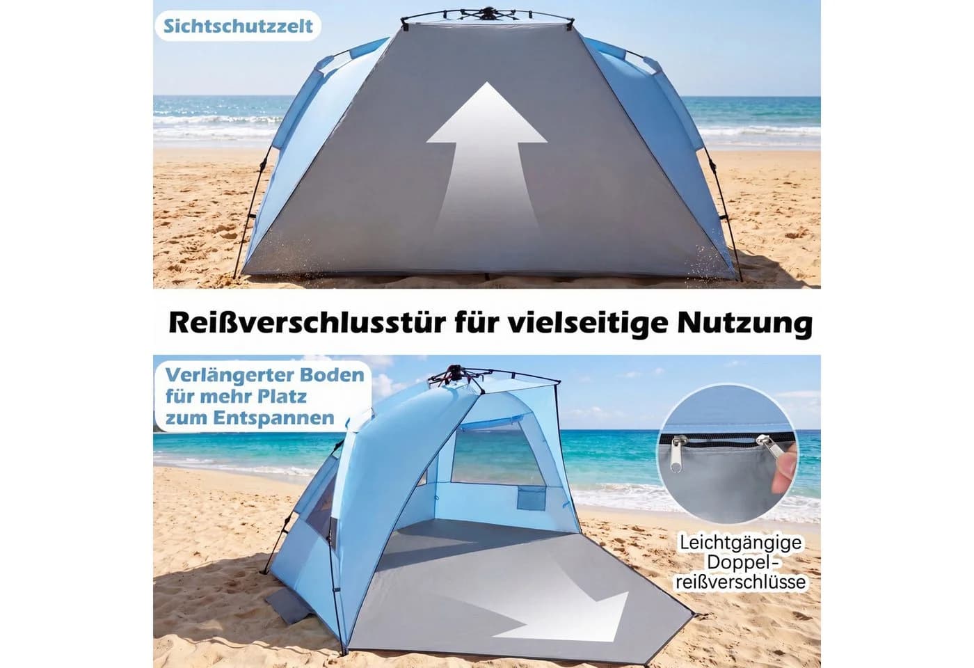 COSTWAY Strandmuschel Zelt 4 Personen Pop-up mit UV-Schutz - Bild 3