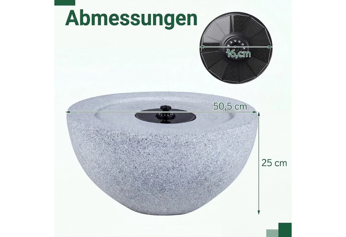COSTWAY Solarbrunnen Grau mit LED Beleuchtung & 3 Düsen - Bild 5