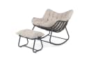 KOMFOTTEU Schaukelstuhl mit Hocker Beige/Grau Schwarz PE-Rattan Metall Bild 2