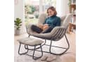 KOMFOTTEU Schaukelstuhl mit Hocker Beige/Grau Schwarz PE-Rattan Metall Bild 3
