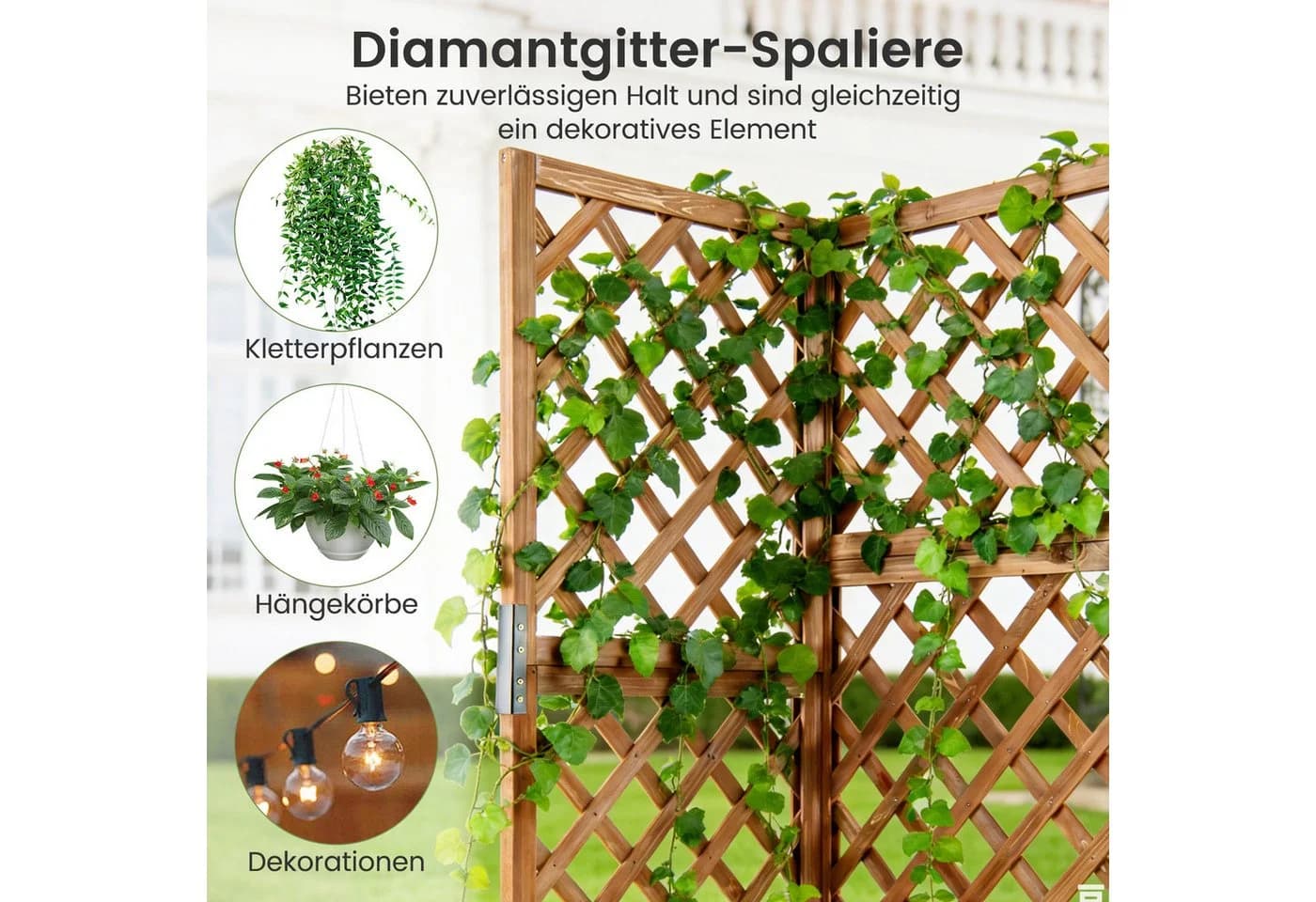 COSTWAY Eck-Blumenkasten mit Spalier Fichtenholz Braun - Bild 3