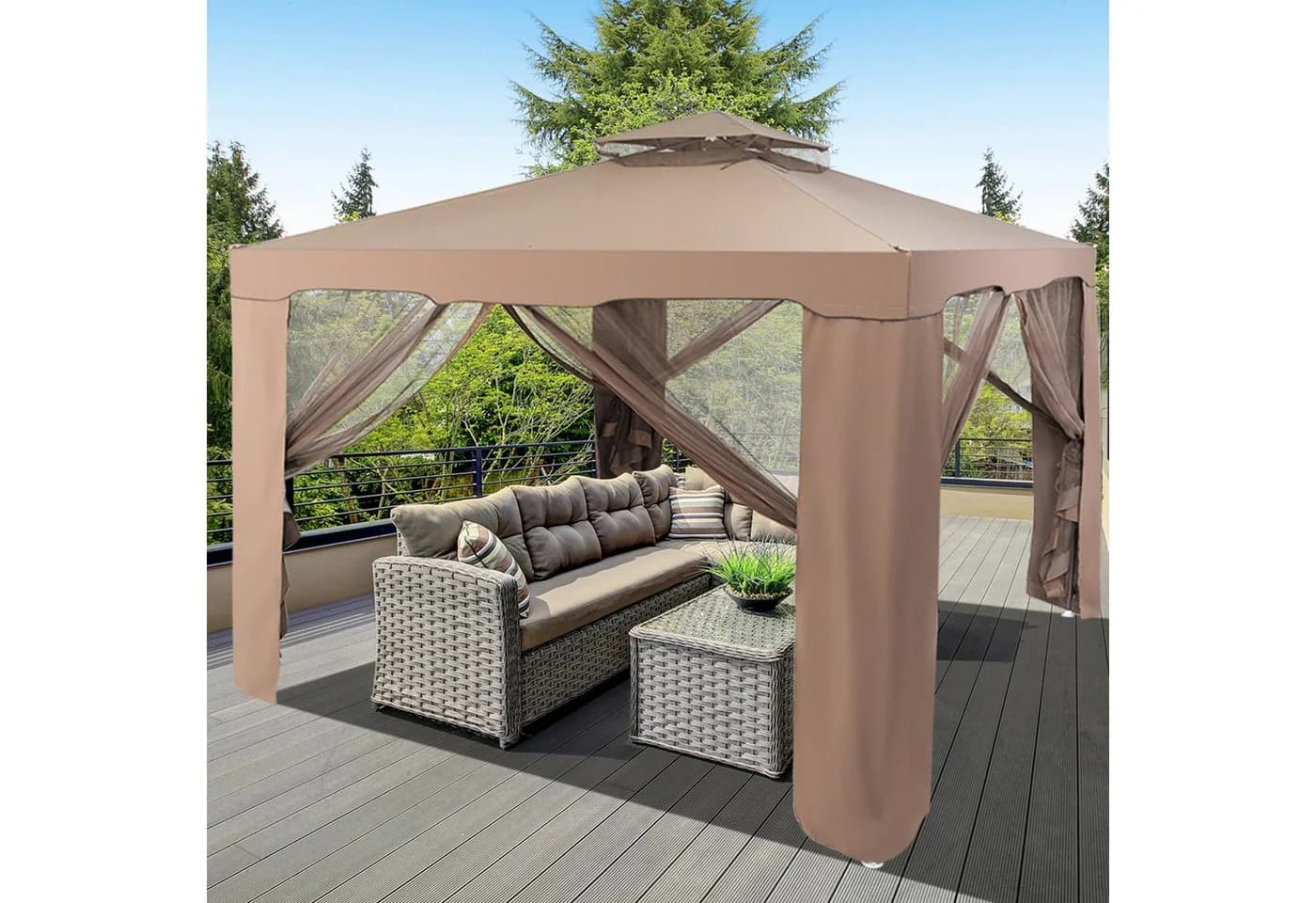 COSTWAY Gartenpavillon UV 50+ Wasserdicht mit Doppeldach - Bild 2