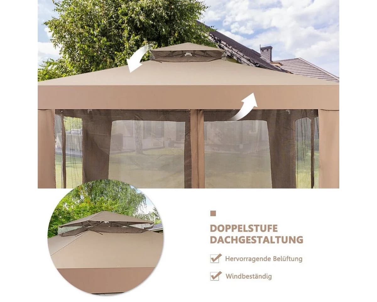 COSTWAY Gartenpavillon UV 50+ Wasserdicht mit Doppeldach - Bild 3