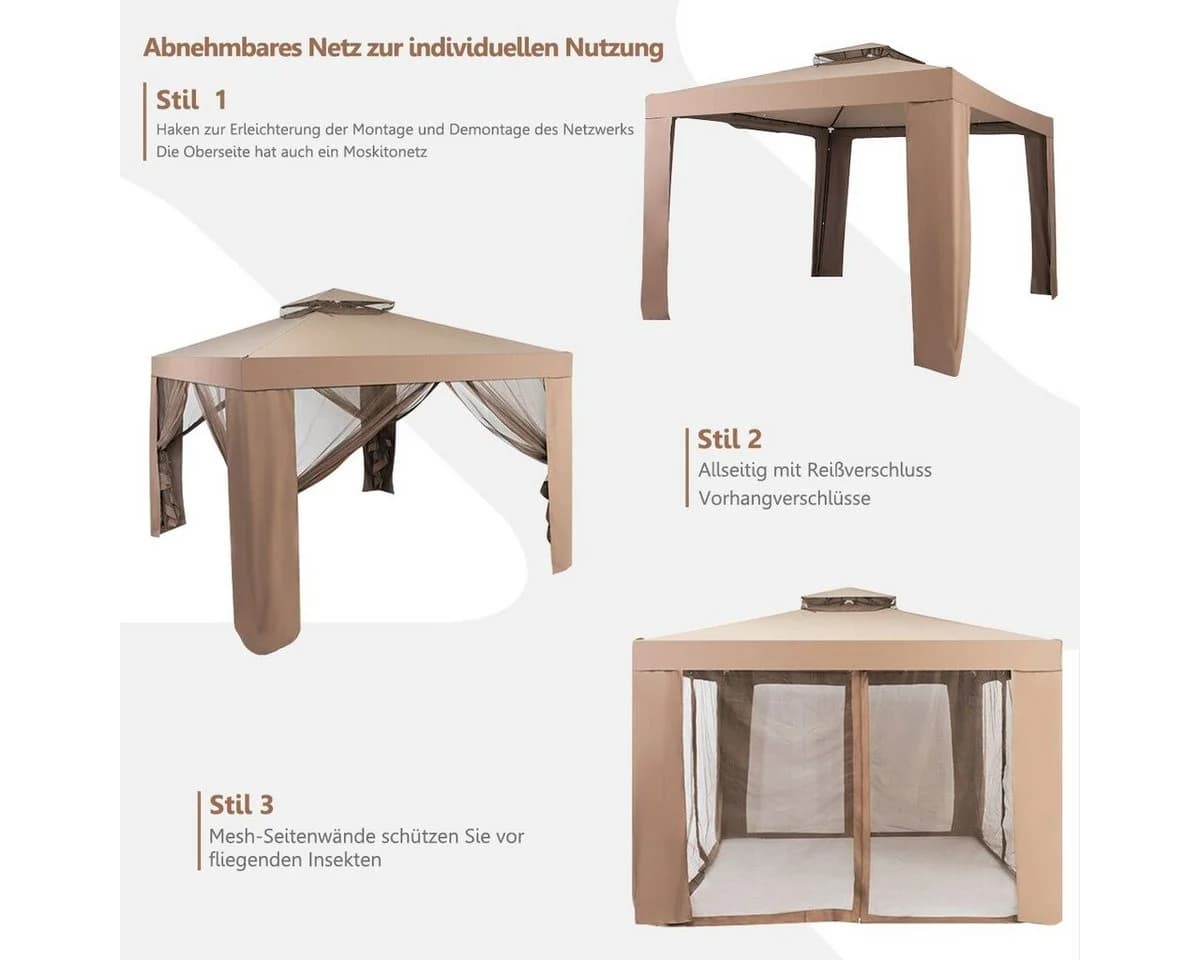 COSTWAY Gartenpavillon UV 50+ Wasserdicht mit Doppeldach - Bild 4