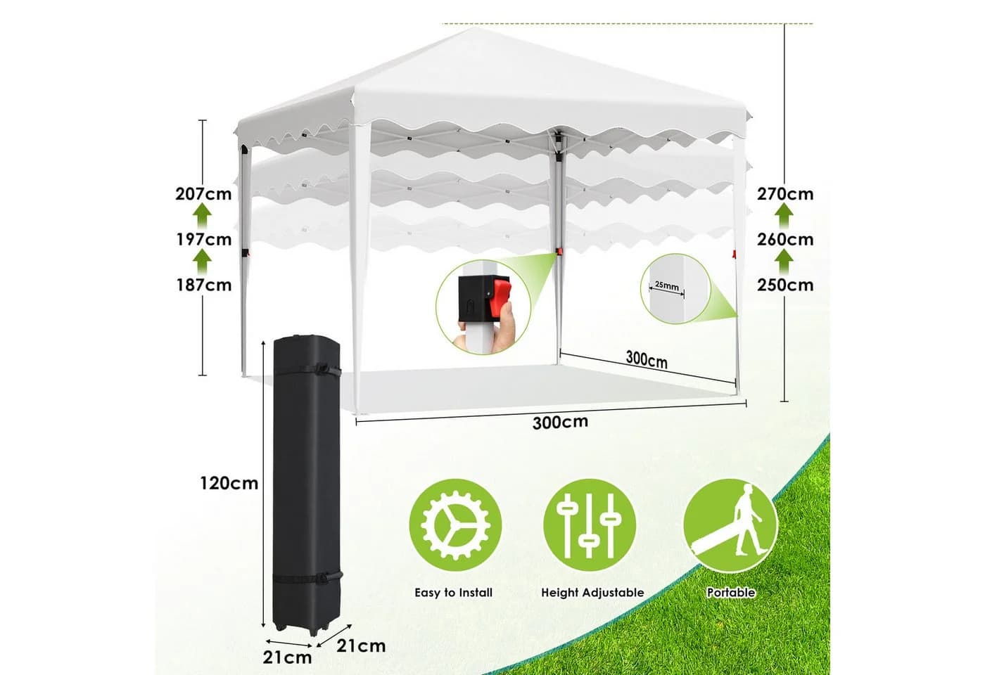TLGREEN Faltpavillon 3x3M 420D Oxford Gartenzelt - Bild 3