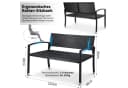 TLGREEN Gartenbank Polyrattan Sitzbank Wetterfest 2-Sitzer Parkbank Schwarz Bild 1