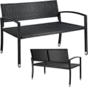 TLGREEN Gartenbank Polyrattan Sitzbank Wetterfest 2-Sitzer Parkbank Schwarz Bild 2