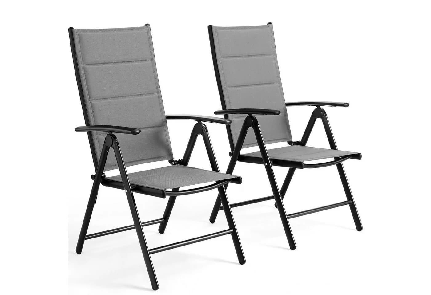 TLGREEN Gartenstuhl Hochlehner Klappbar 2er Set Aluminium Grau - Bild 2
