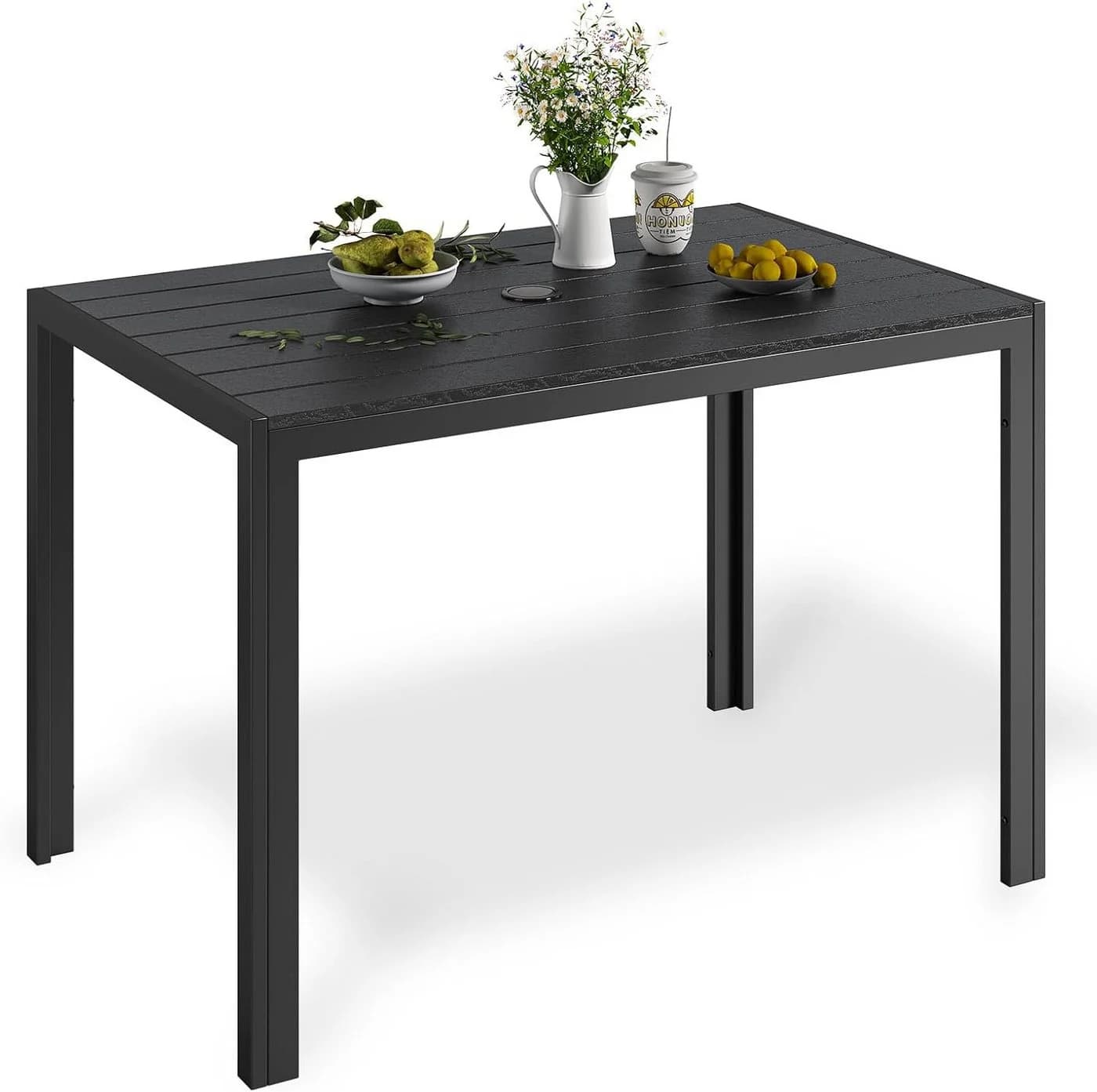 TLGREEN Gartentisch 110x70 cm Balkontisch Wetterfest Aluminium Rahmen WPC Tischplatte - Bild 2