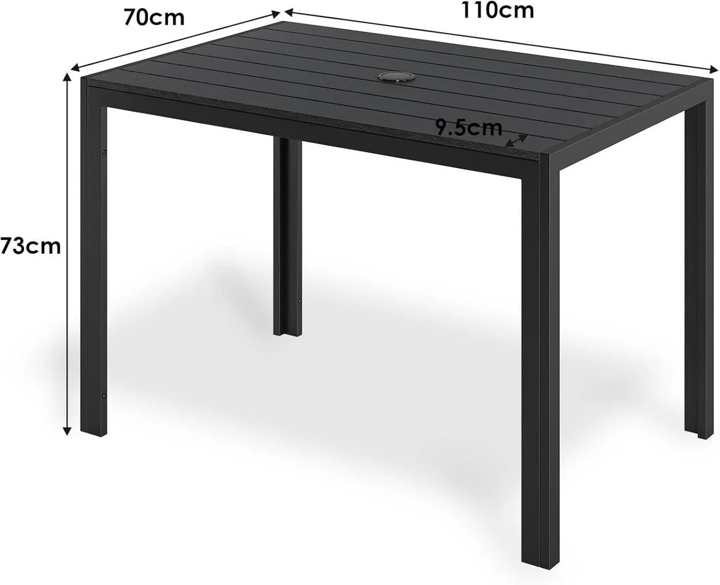 TLGREEN Gartentisch 110x70 cm Balkontisch Wetterfest Aluminium Rahmen WPC Tischplatte - Bild 3
