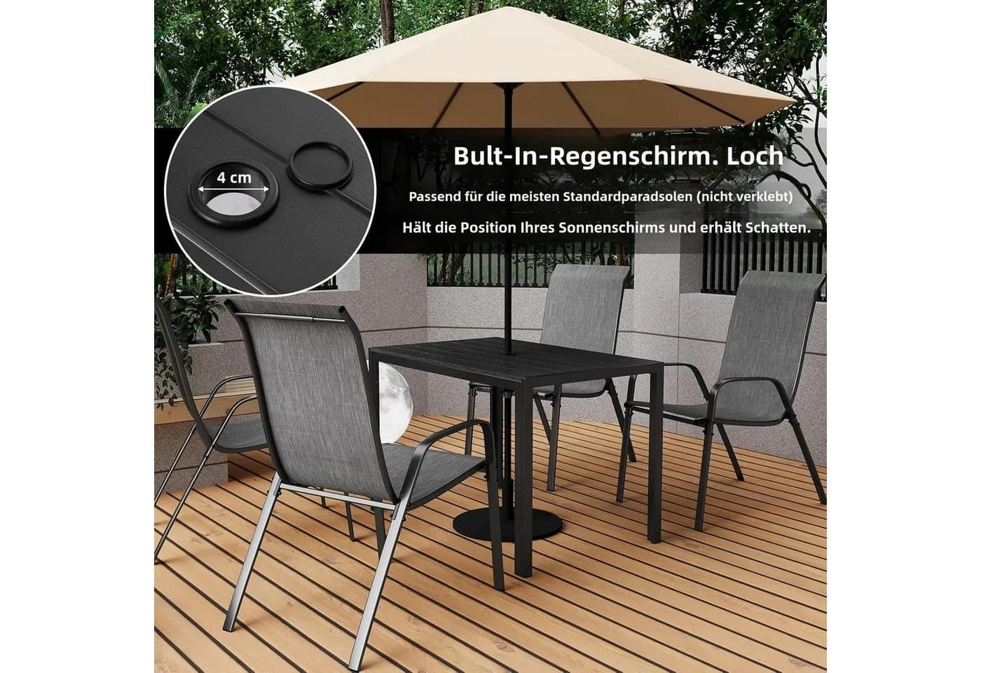 TLGREEN Gartentisch 110x70 cm Balkontisch Wetterfest Aluminium Rahmen WPC Tischplatte - Bild 4