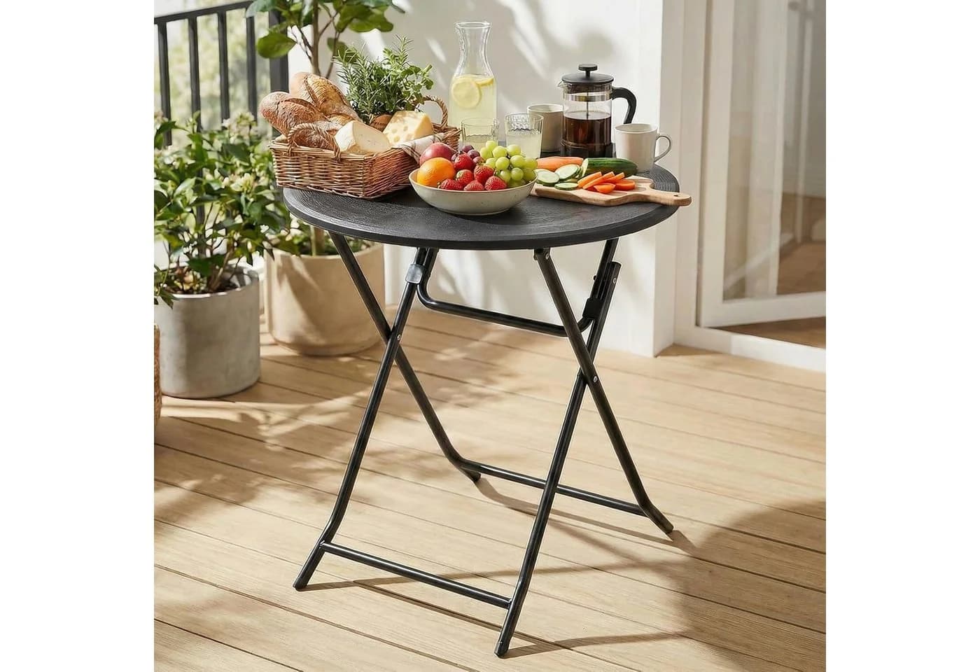 TLGREEN Gartentisch Rund 60cm Holz-Optik Klappbar - Bild 2