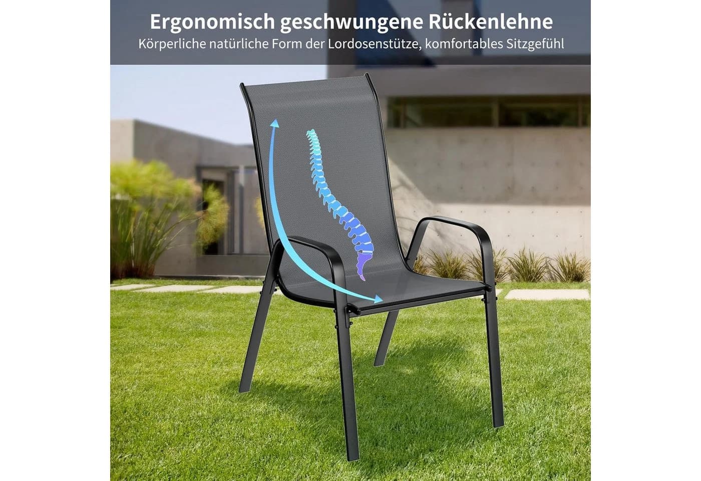 TLGREEN Stapelstuhl Gartenstuhl Textilene Stahlgestell - Bild 5