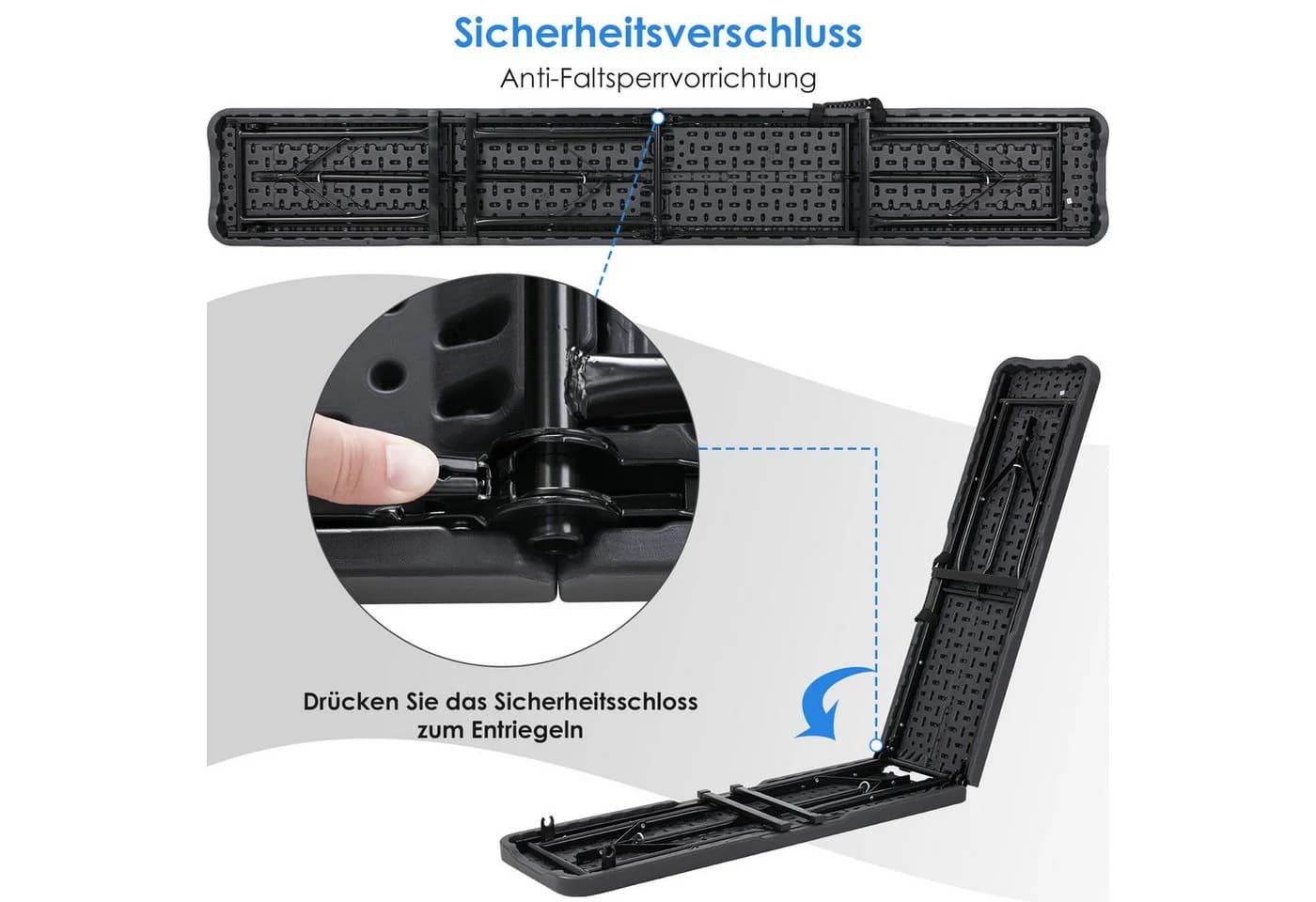 TLGREEN Gartenbank 2er Set Klappbar Grau HDPE & Stahl - Bild 4