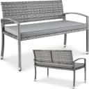 TLGREEN Gartenbank 2-Sitzer Rattan Sofa grau mit Kissen Bild 2