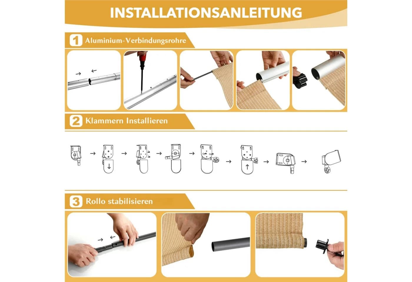 TLGREEN Senkrechtmarkise Vertikalmarkise HDPE-Schattentuch Khaki - Bild 4