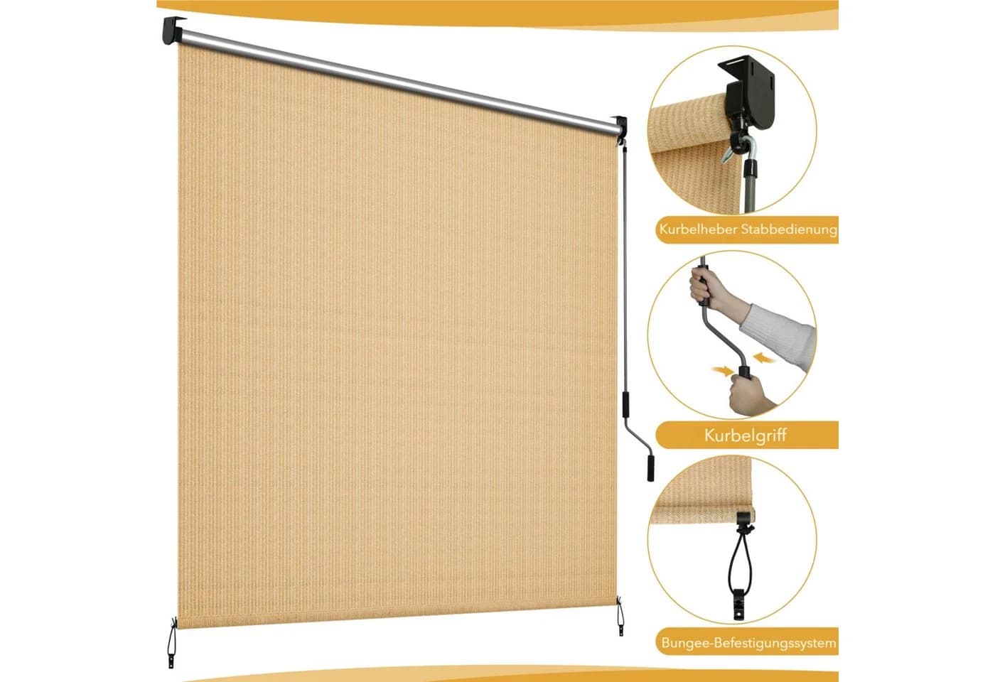 TLGREEN Senkrechtmarkise Vertikalmarkise HDPE-Schattentuch Khaki - Bild 5