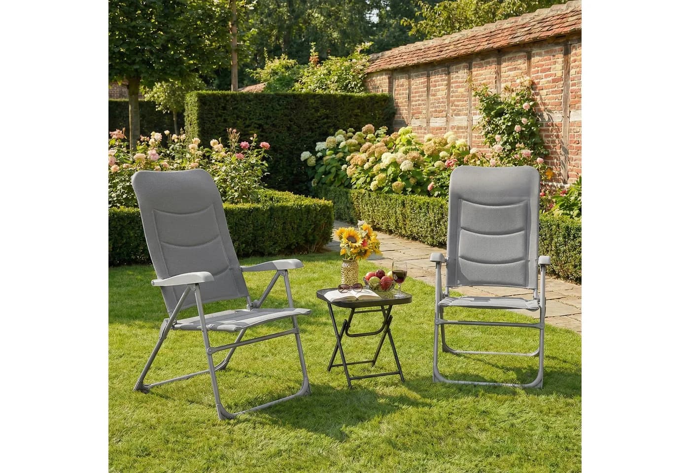 TLGREEN Klappstuhl 6-fach verstellbar Aluminium grau - Bild 2