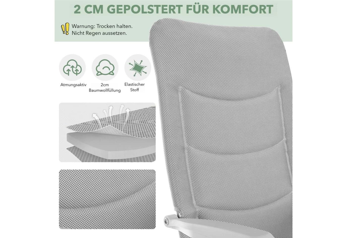 TLGREEN Klappstuhl 6-fach verstellbar Aluminium grau - Bild 5