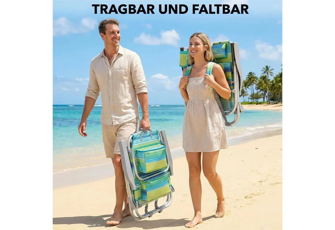 TLGREEN Campingstuhl Klappbar Aluminium Grün 5-fach Verstellbar - Bild 5
